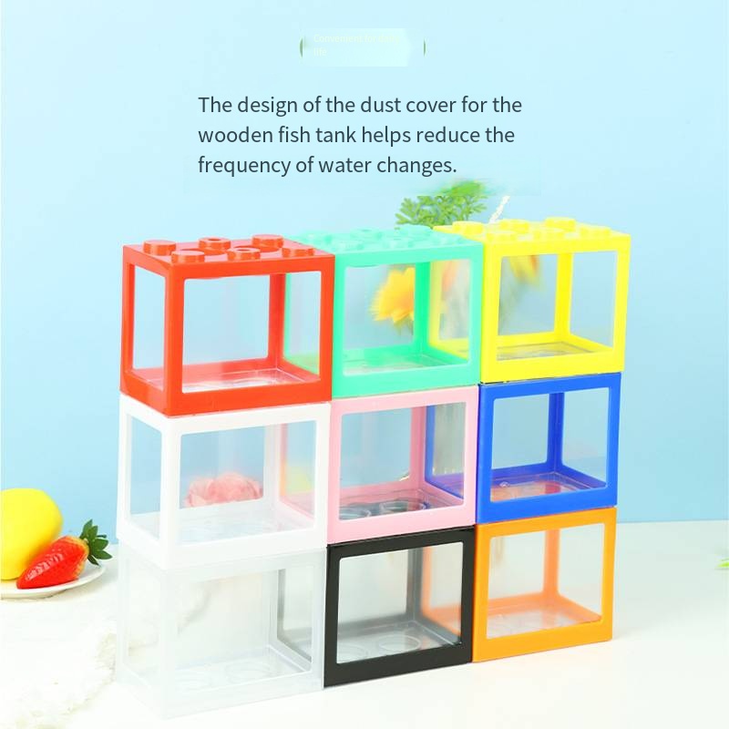 Live Fish Aquarium - Novelty Block‑Shaped Mini Aquarium Desktop Goldfish