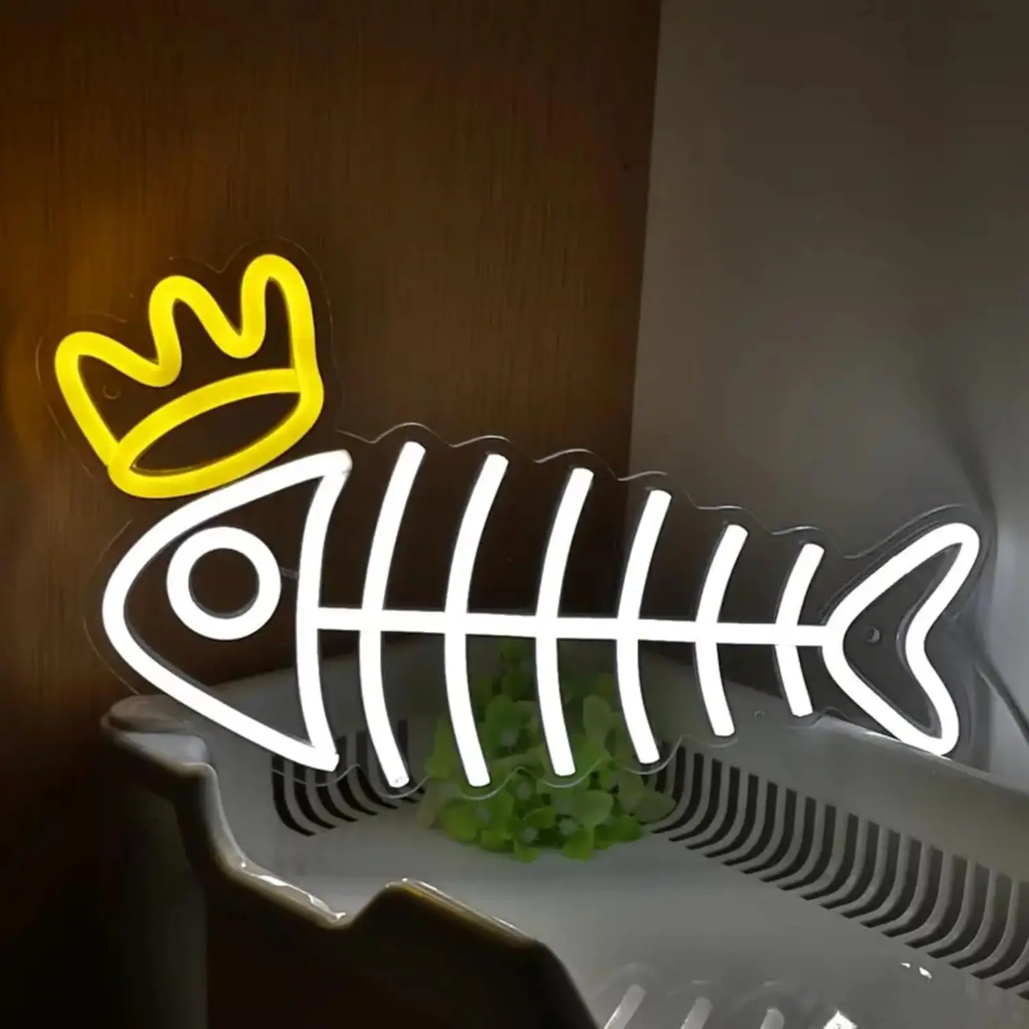 Aquarium Fish Restaurant - Crown Fish Bone Neon Sign LED