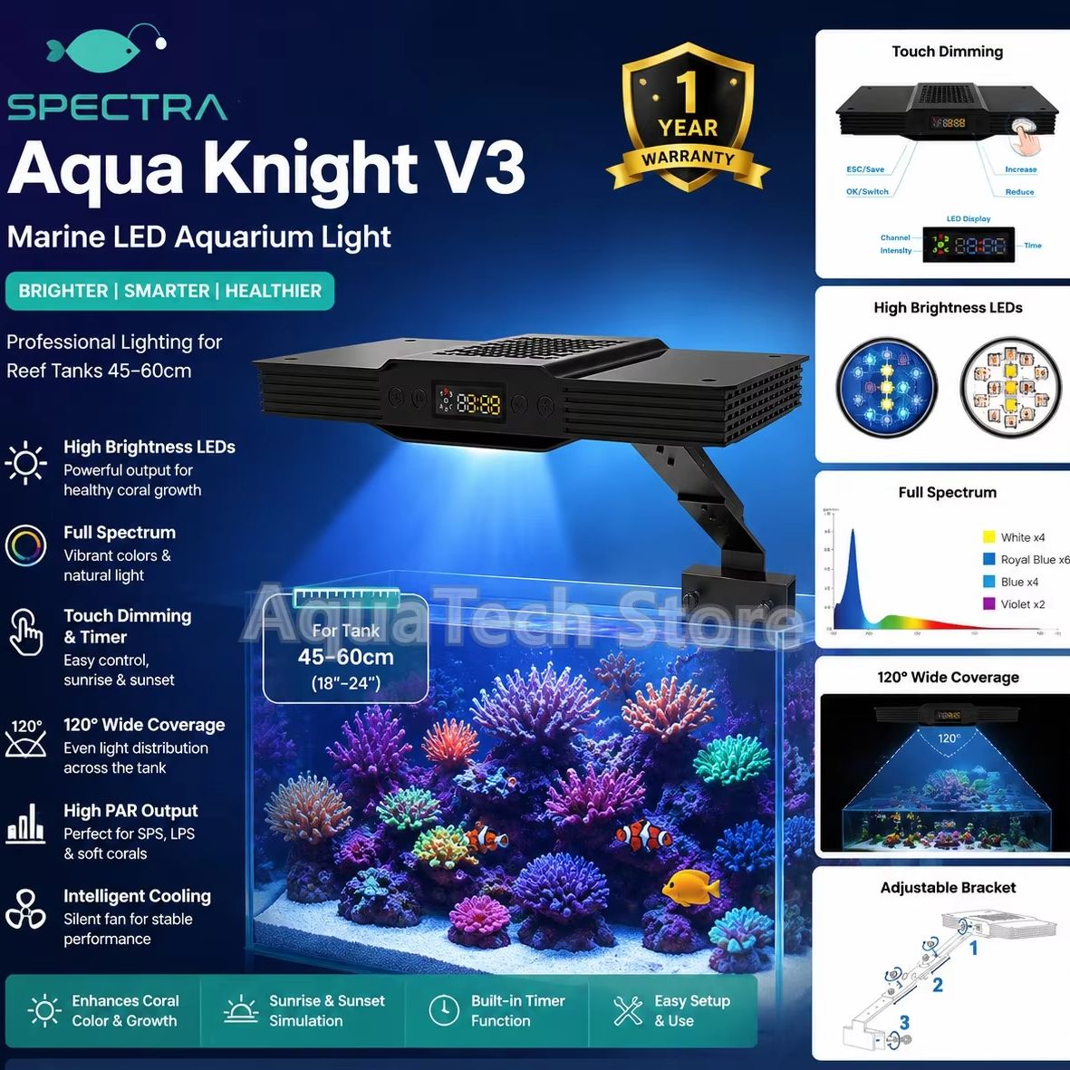 Aquarium Fish Marine - Spectra Aqua Knight V3 75W Programable