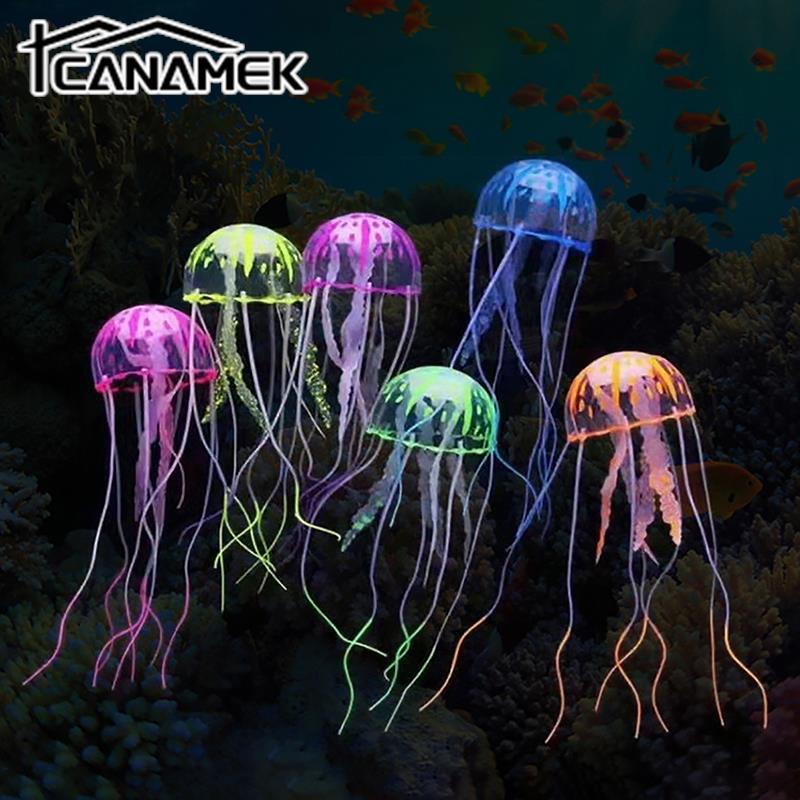 Aquarium Fish Discus - Colorful Artificial Glowing Jellyfish Fish Tank