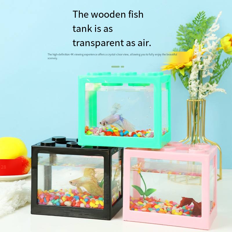 Novelty Block‑Shaped Mini Aqua - Live Fish Aquarium 评论和价格
