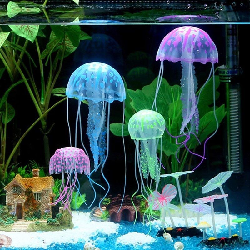 Glowing Artificial Jellyfish O - Aquarium Fish Discus 评论和价格
