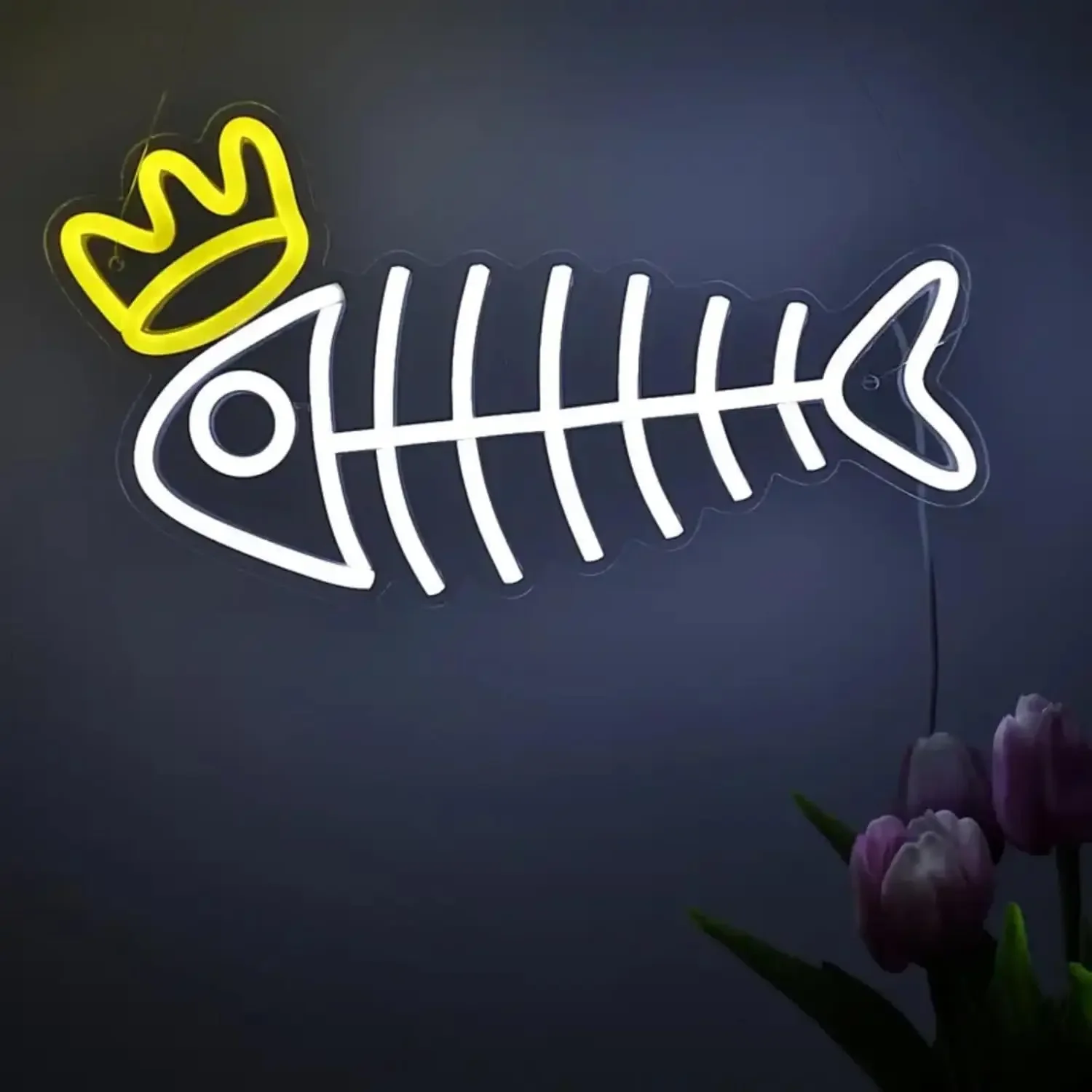 Crown Fish Bone Neon Sign LED  - Aquarium Fish Restaurant 评论和价格